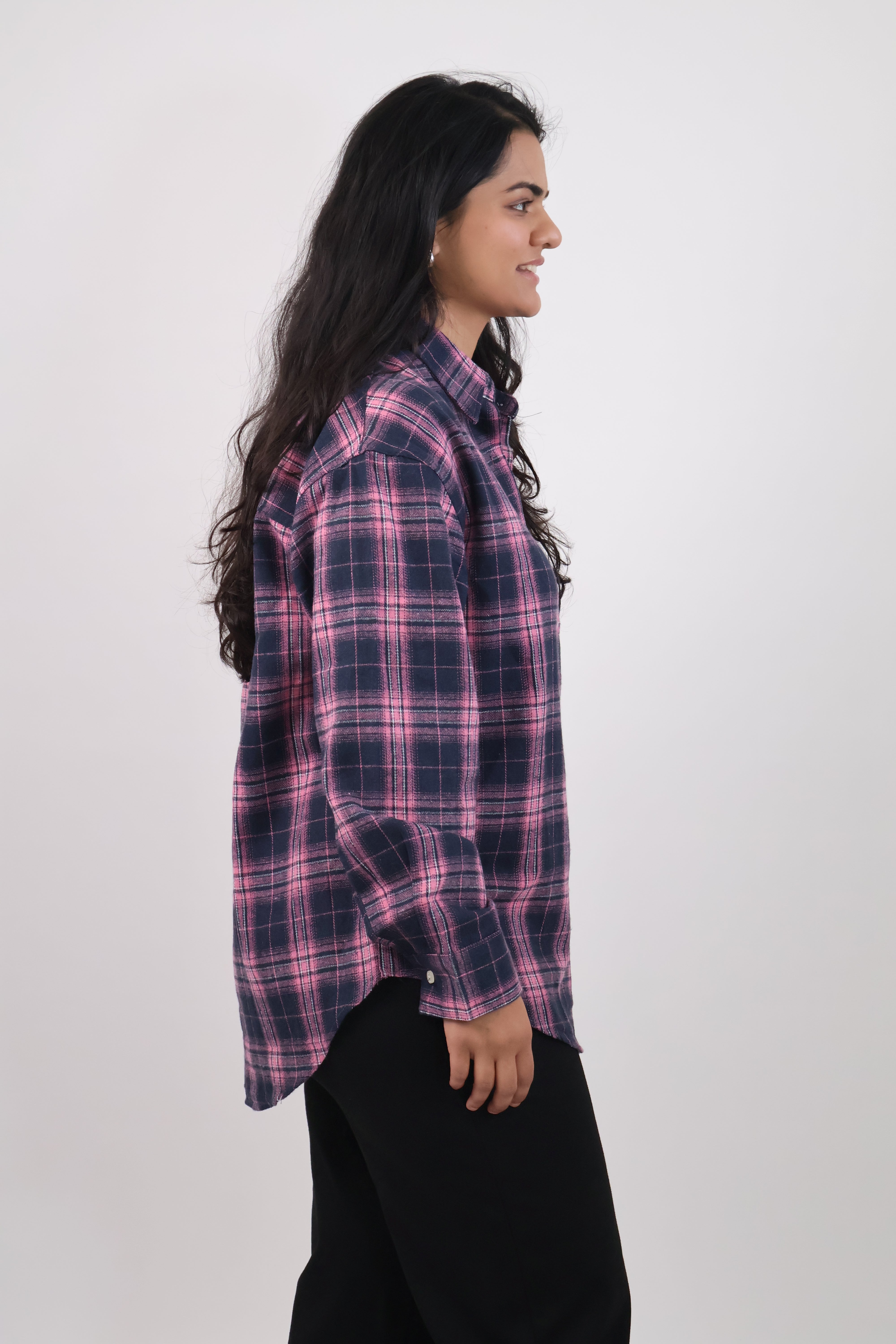 Pink And Black Flannel Shirt
