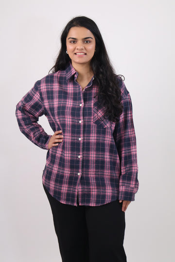 Pink And Black Flannel Shirt