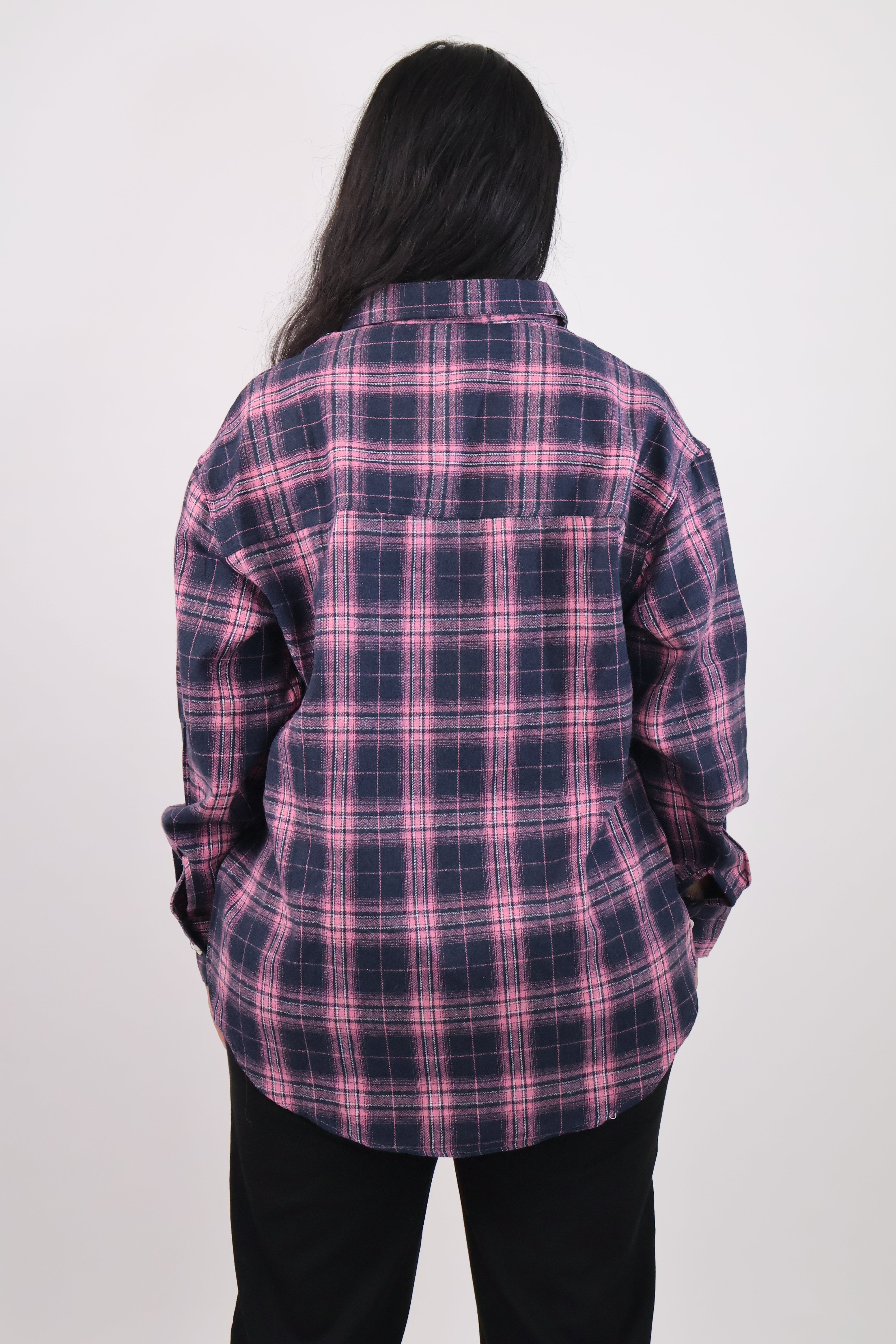 Pink And Black Flannel Shirt