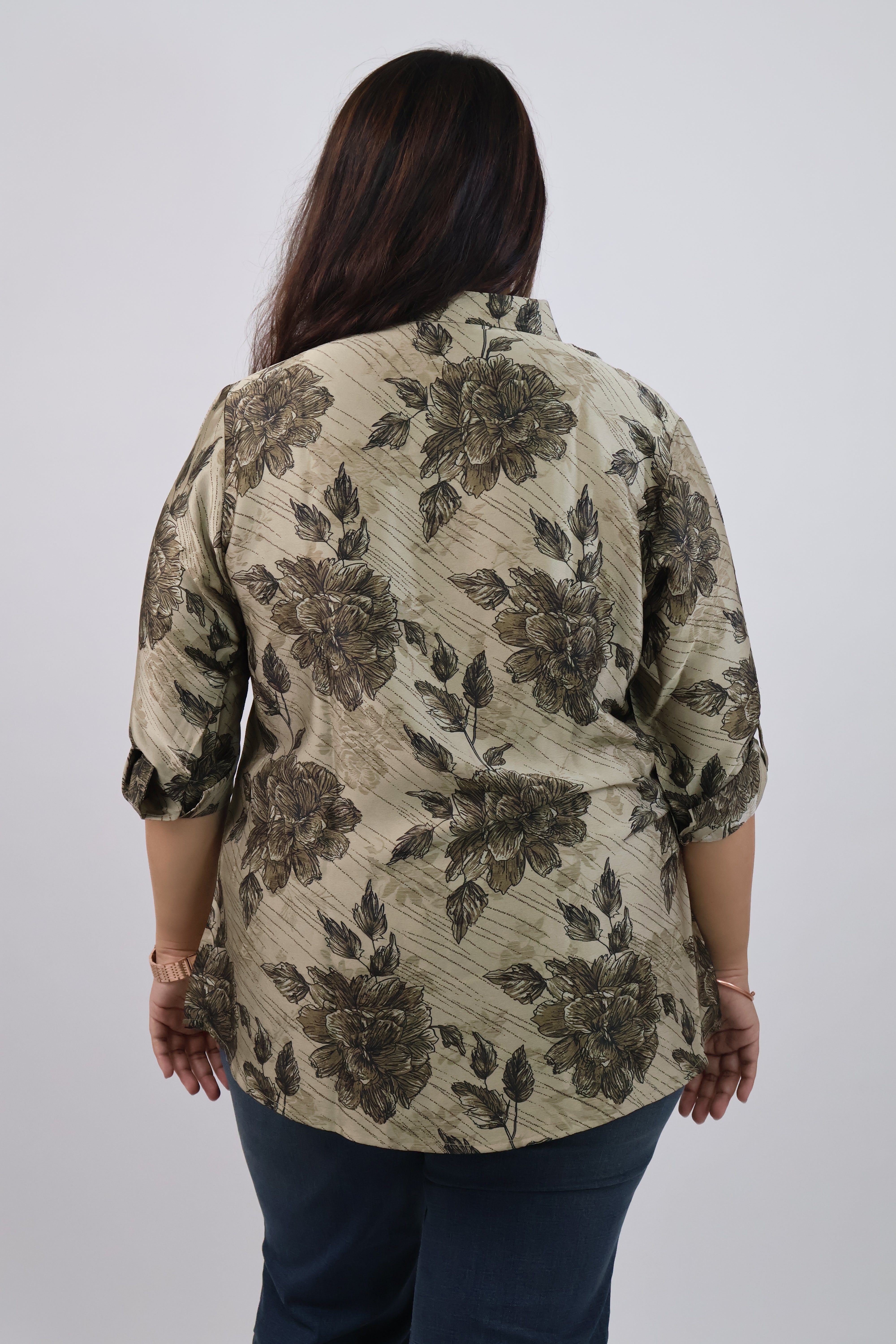 Satin Shirt With An Elegant Floral Print