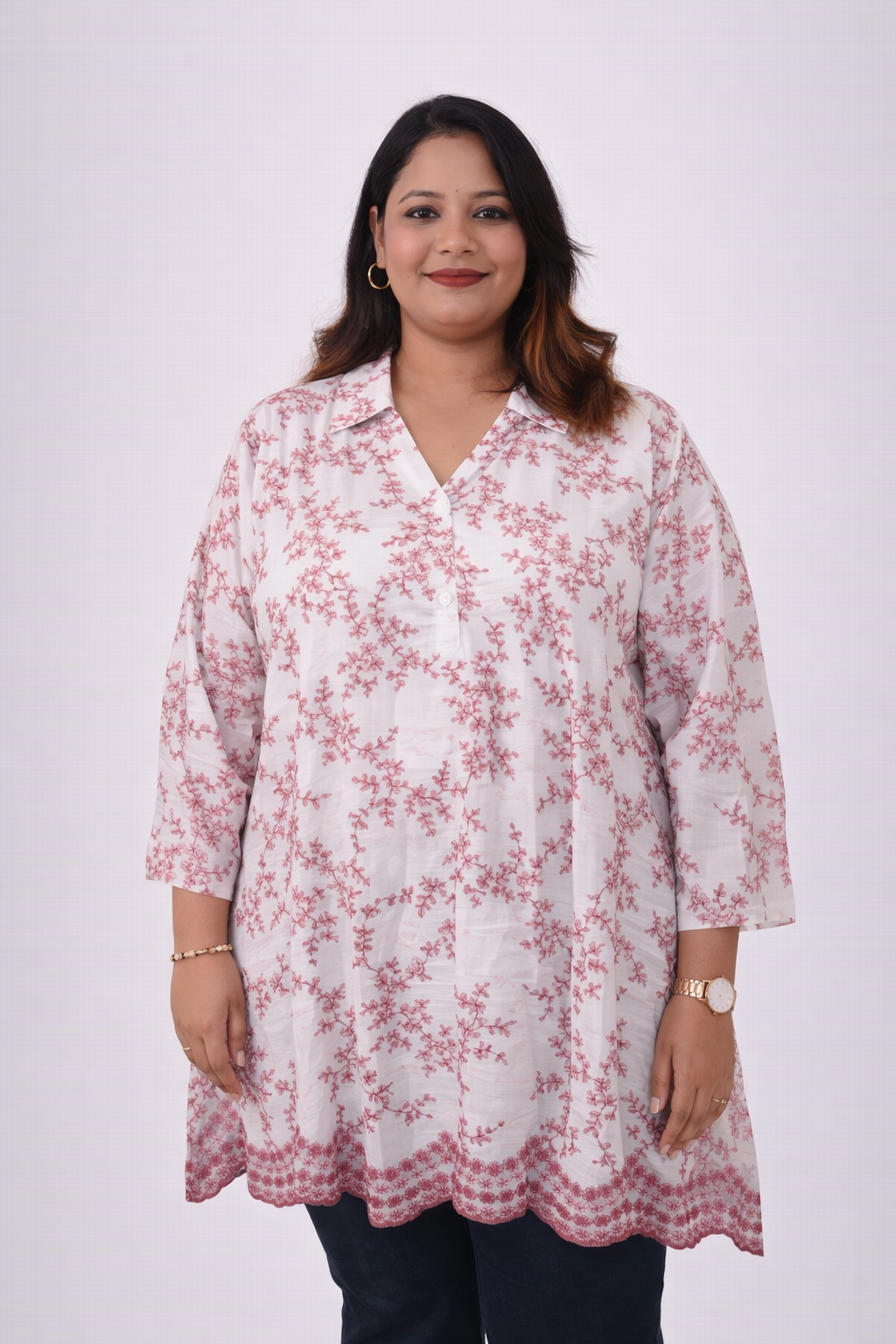 Floral Embroidered Tunic Top