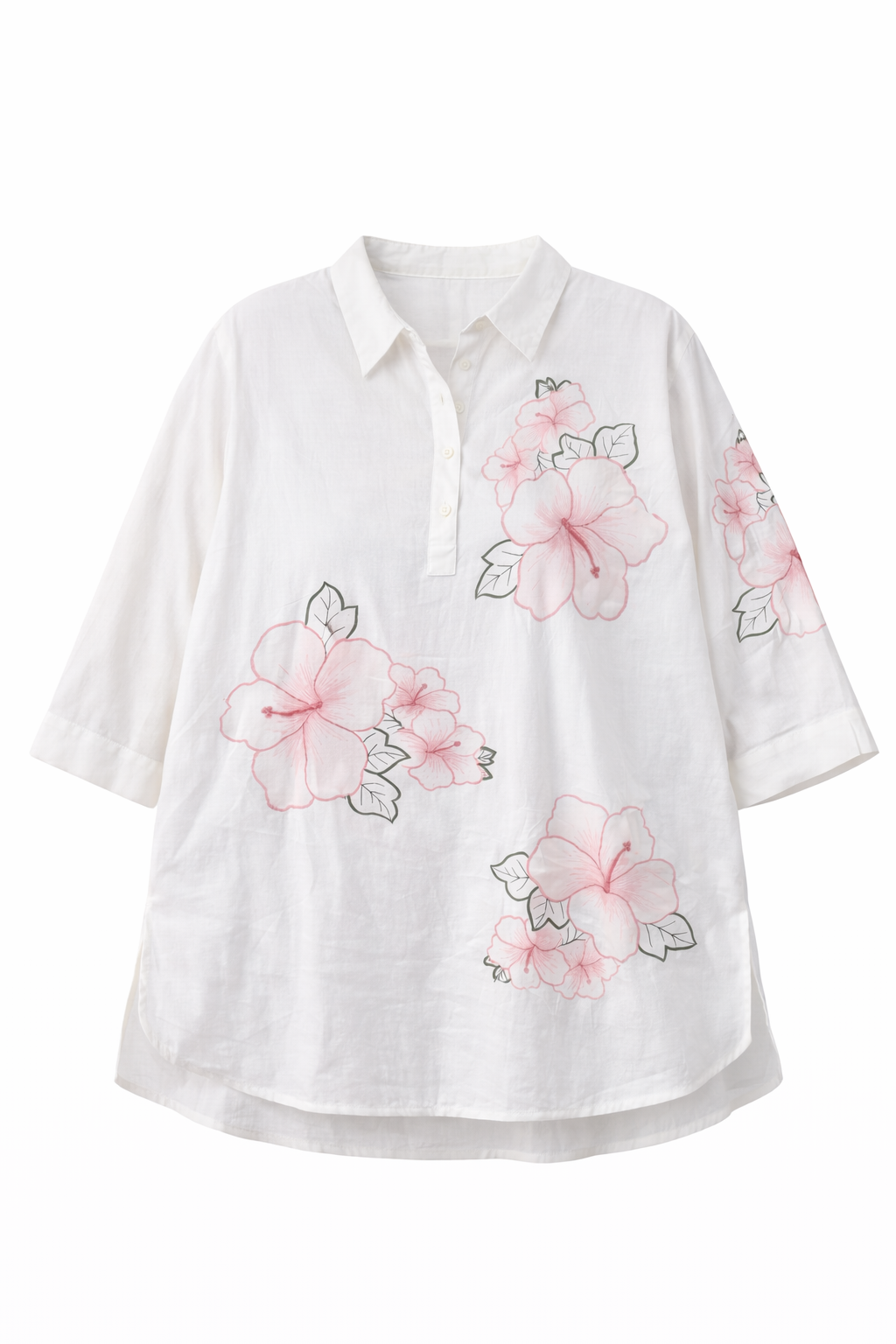 Floral Linen Blend Plus-Size Shirt Top