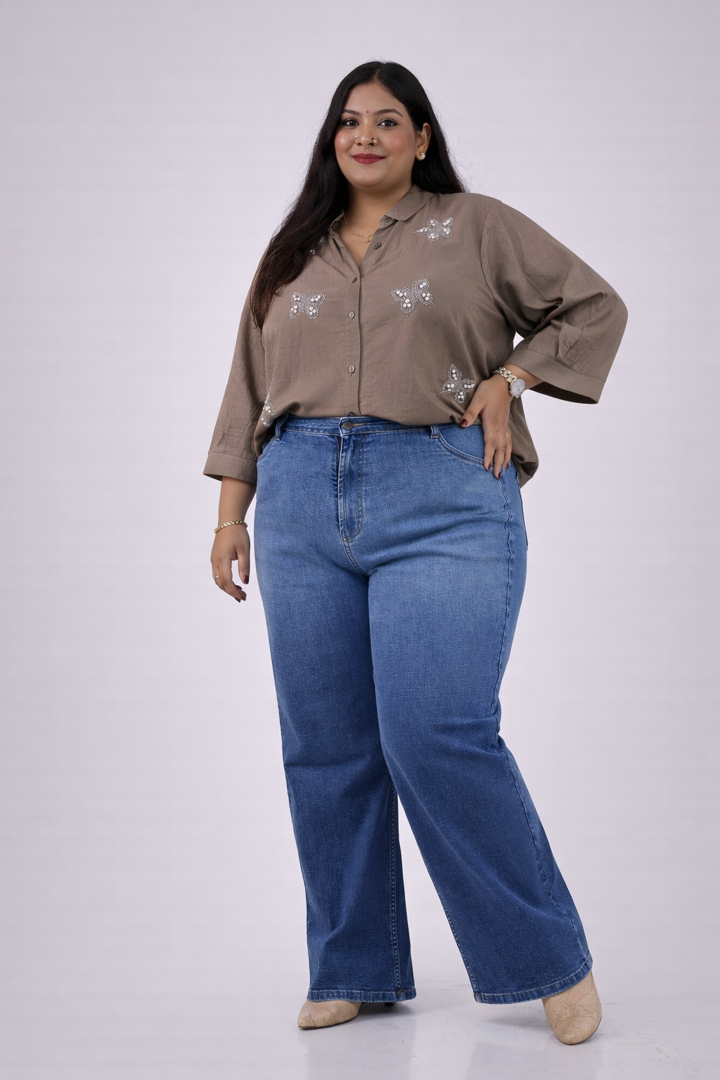 Everyday Comfort Bootcut Denim Jeans – Mid Blue (Plus Size)