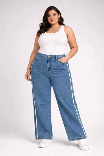 Wide-Leg Jeans With Side Rib