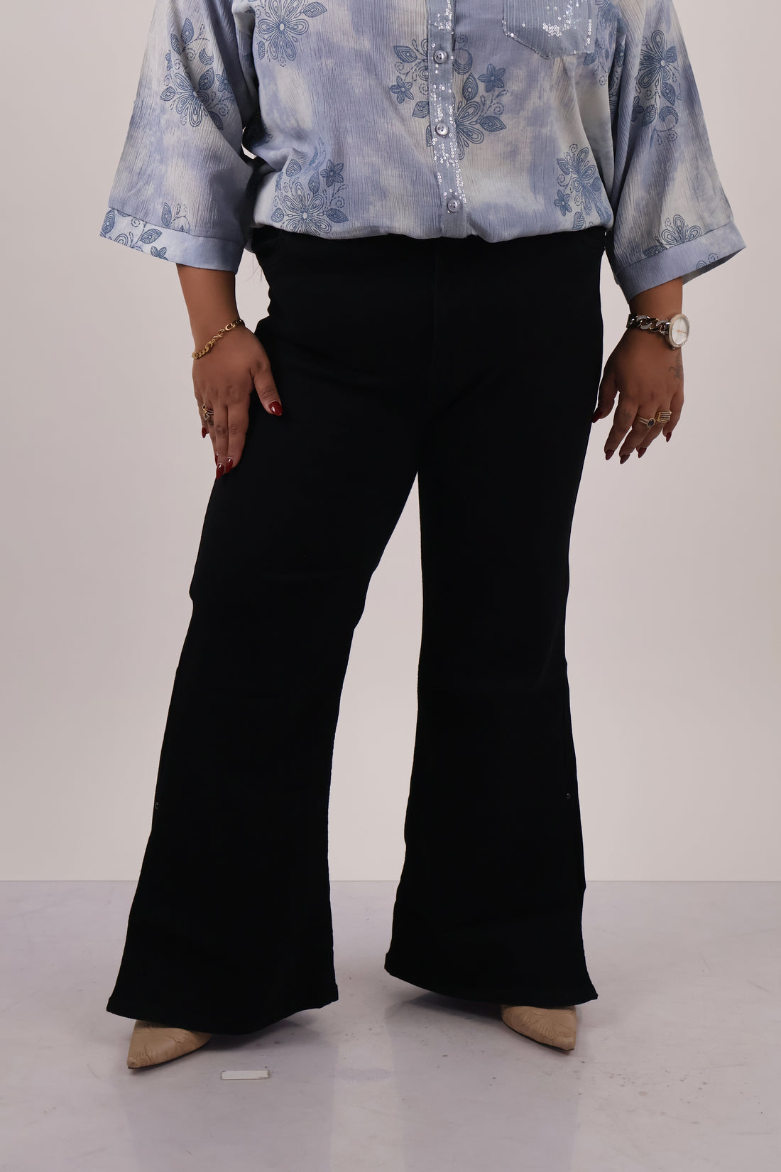 Bootcut Black Jeans With Side Slit