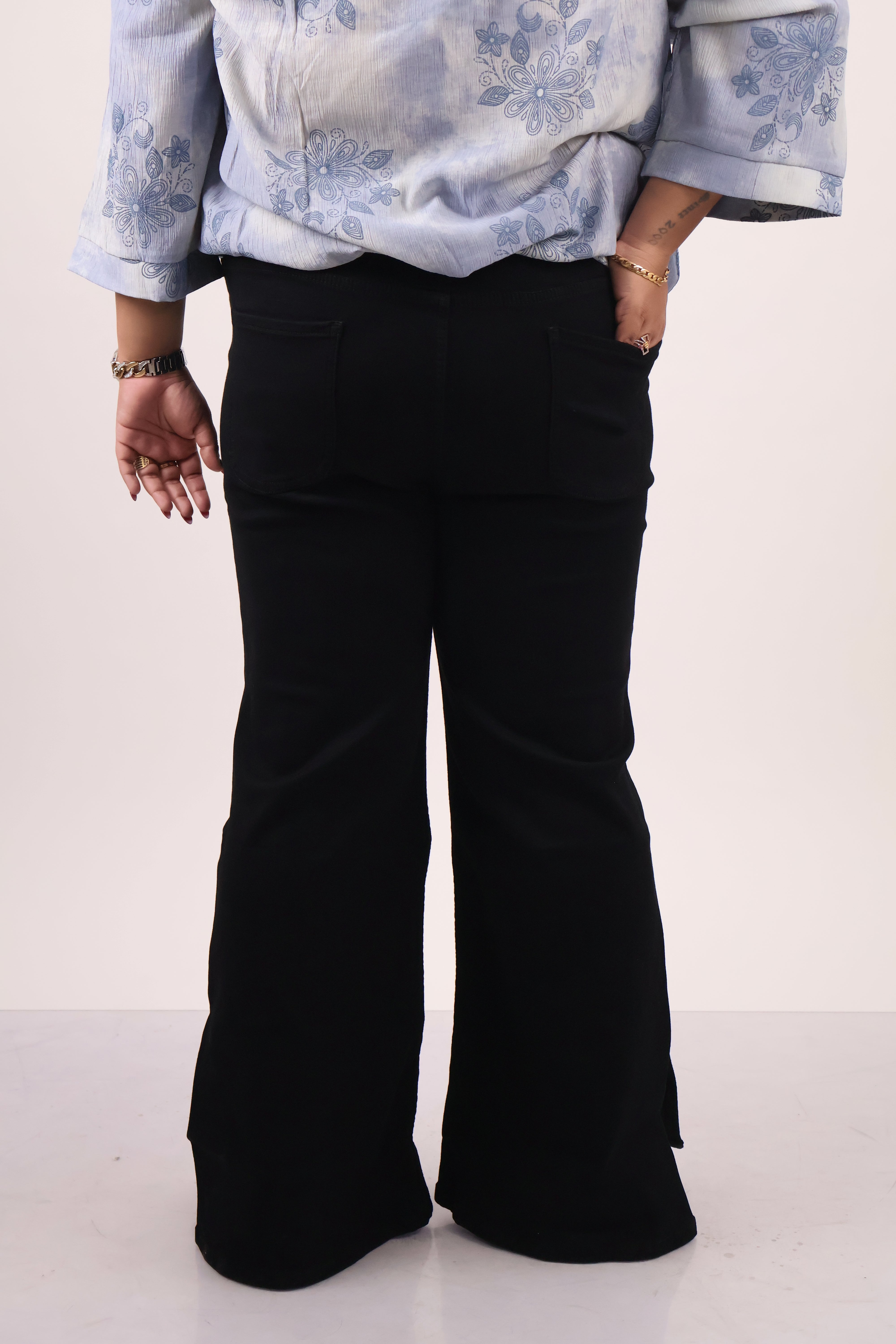 Bootcut Black Jeans With Side Slit