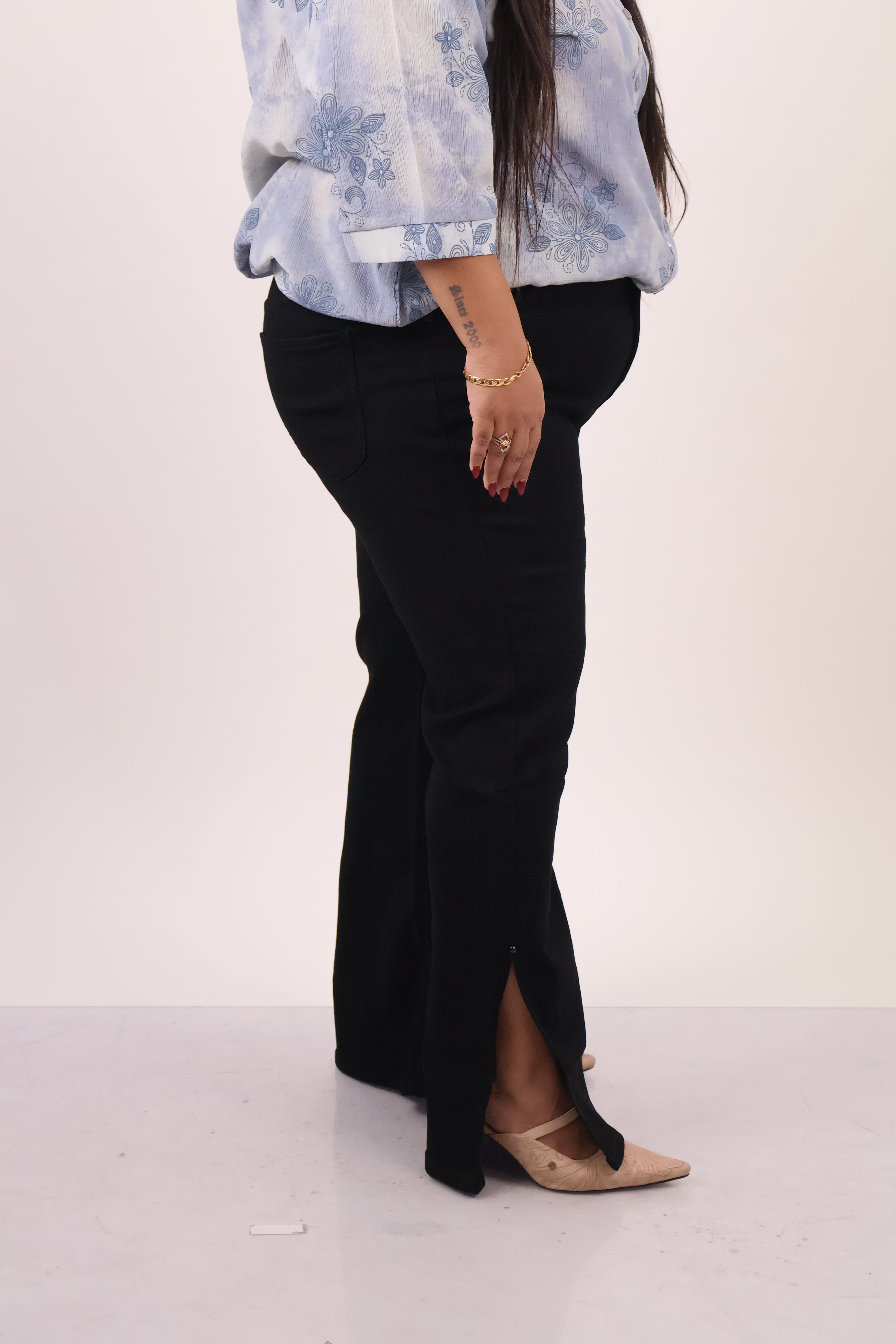 Bootcut Black Jeans With Side Slit