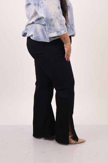 Bootcut Black Jeans With Side Slit