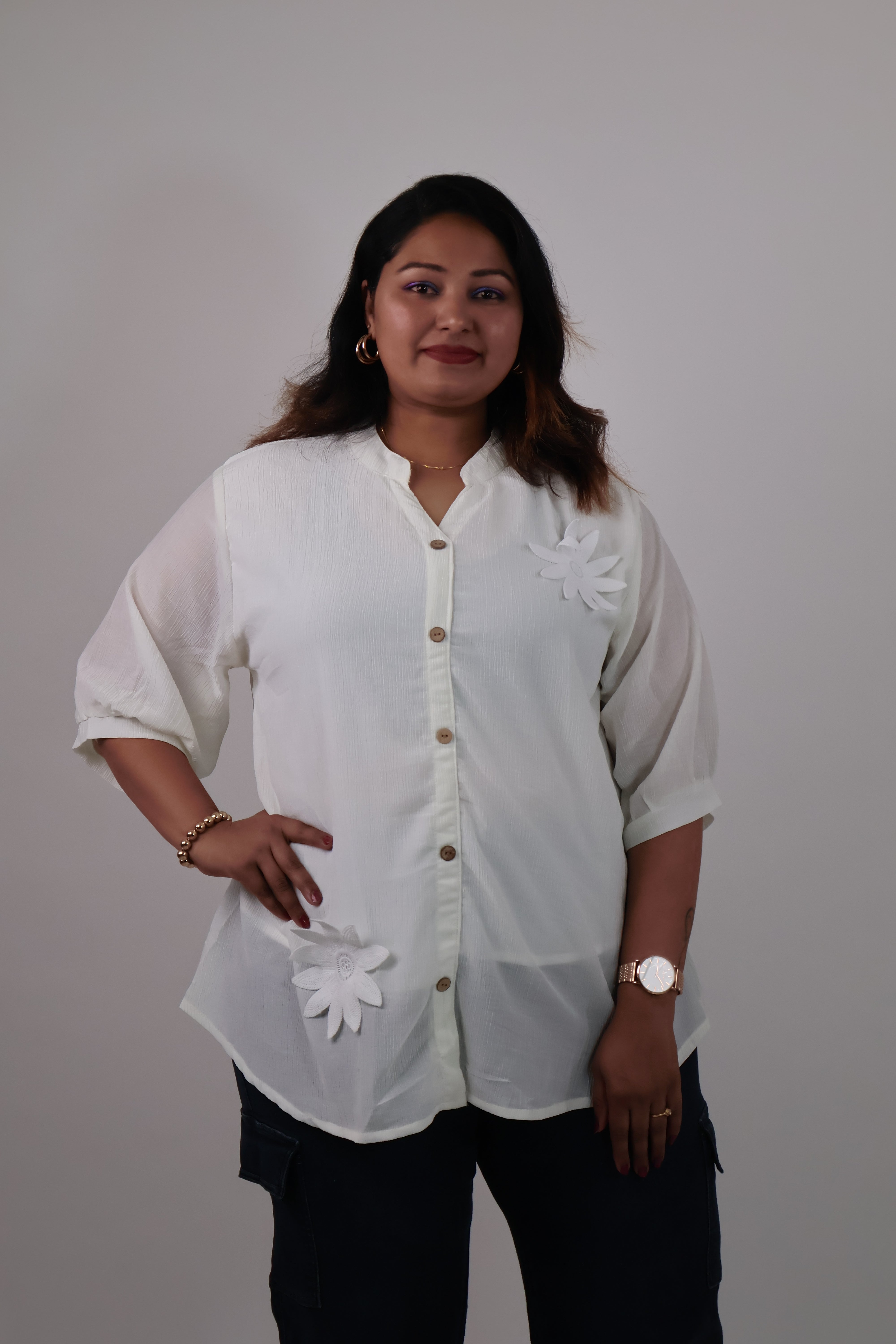 Floral Detail Relaxed Fit Top