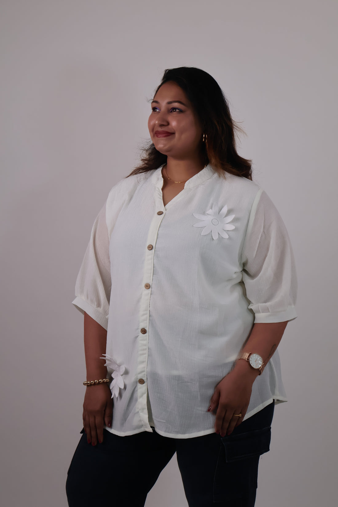 Floral Detail Relaxed Fit Top