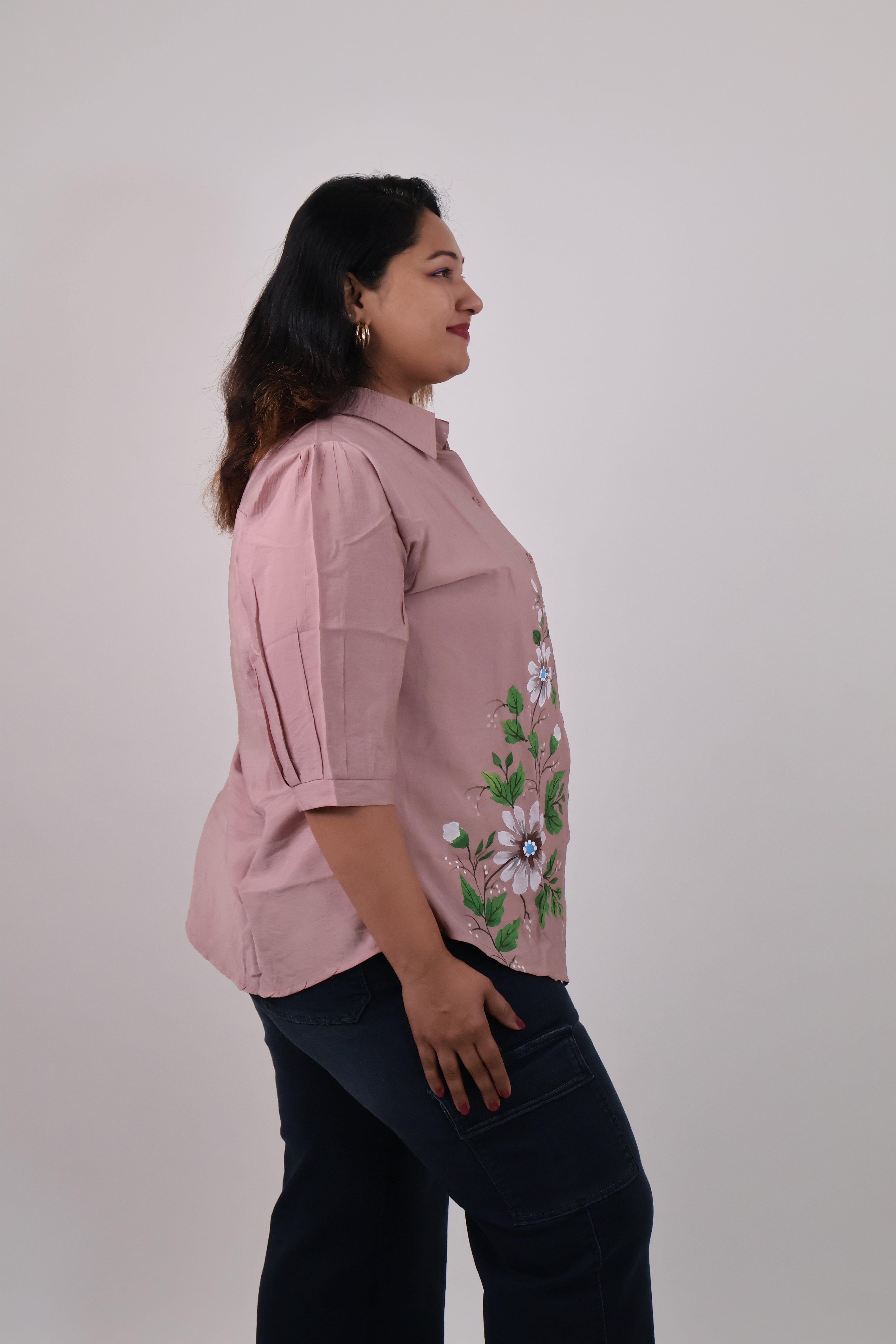 Rose Bloom Handpainted Shirt