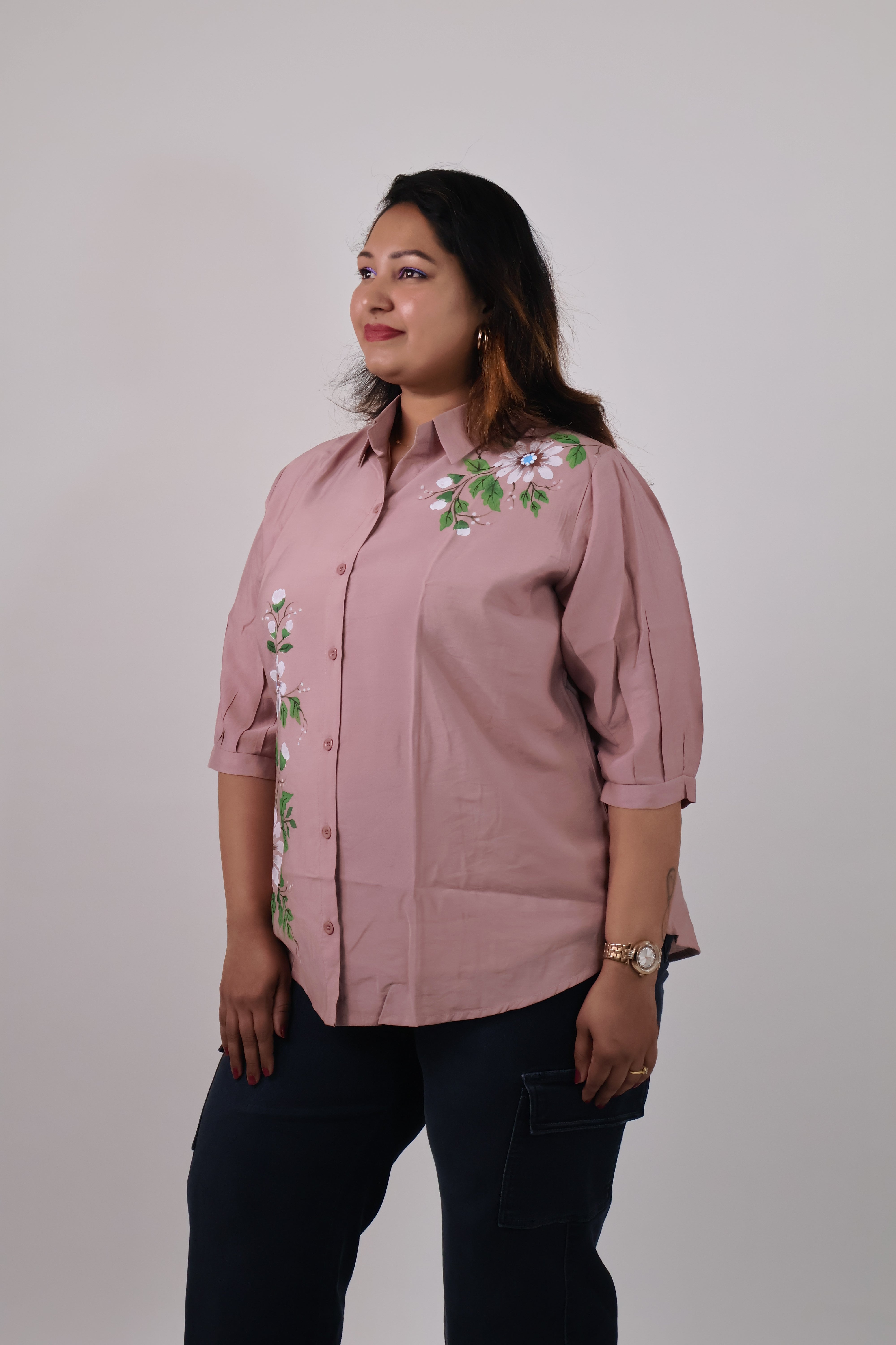 Rose Bloom Handpainted Shirt