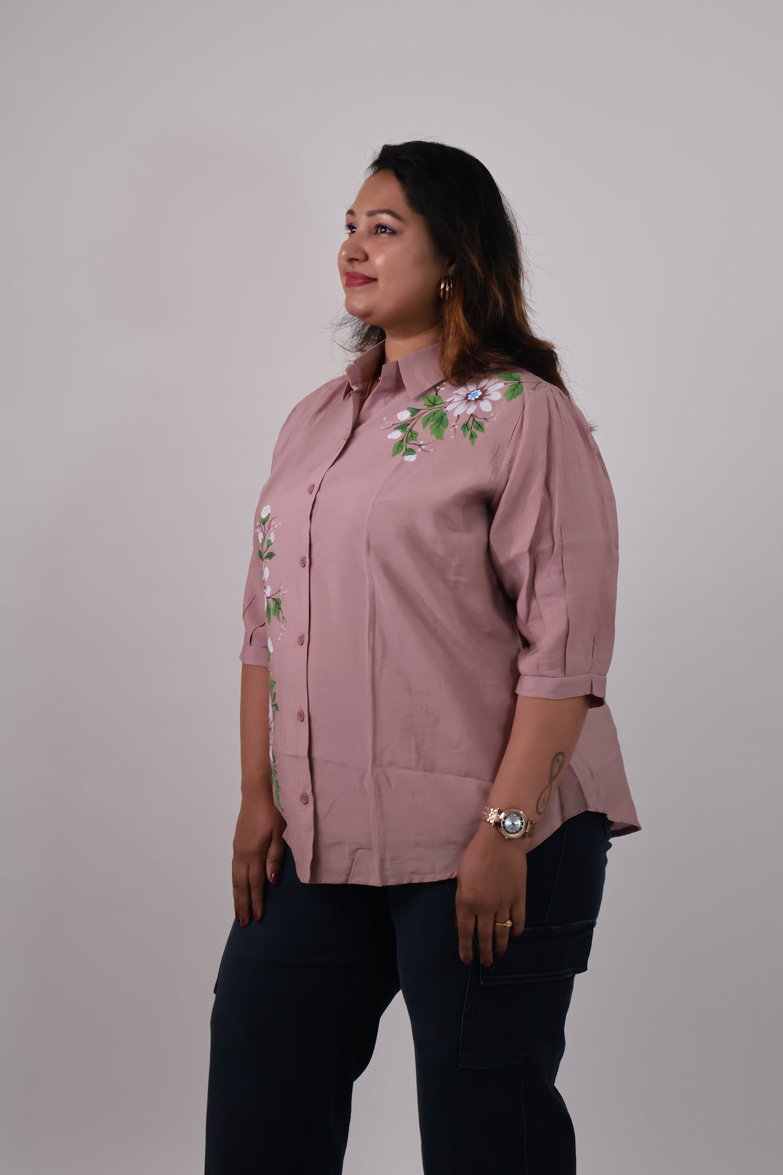 Rose Bloom Handpainted Shirt