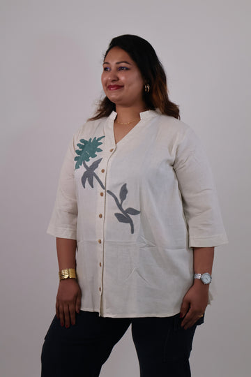 Ivory Leaf Embriodery Shirt