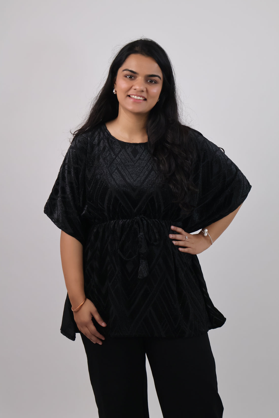 Midnight Texture Cinched Top Kaftan