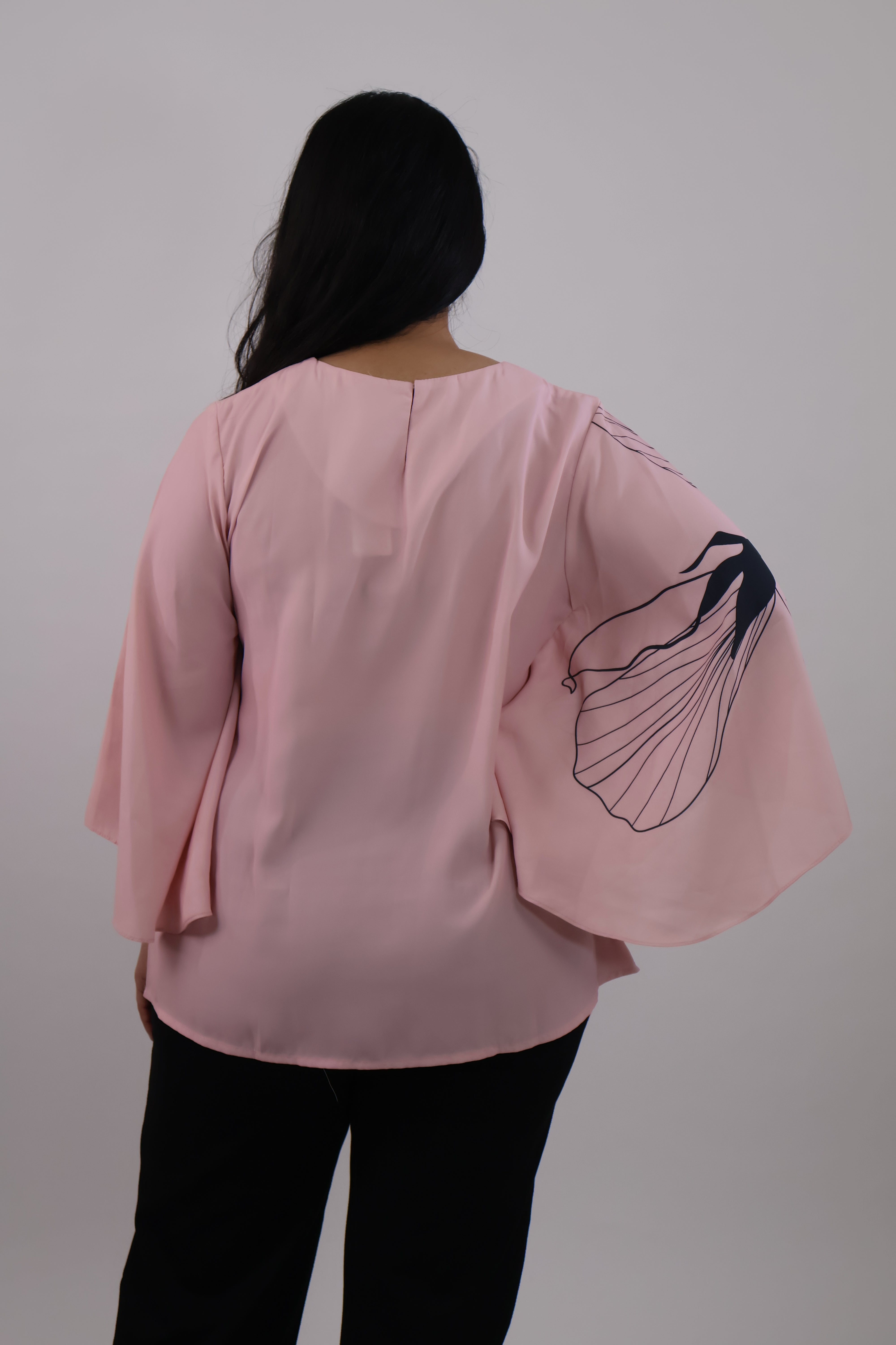 Soft-Peach Flowy Sleeve Top