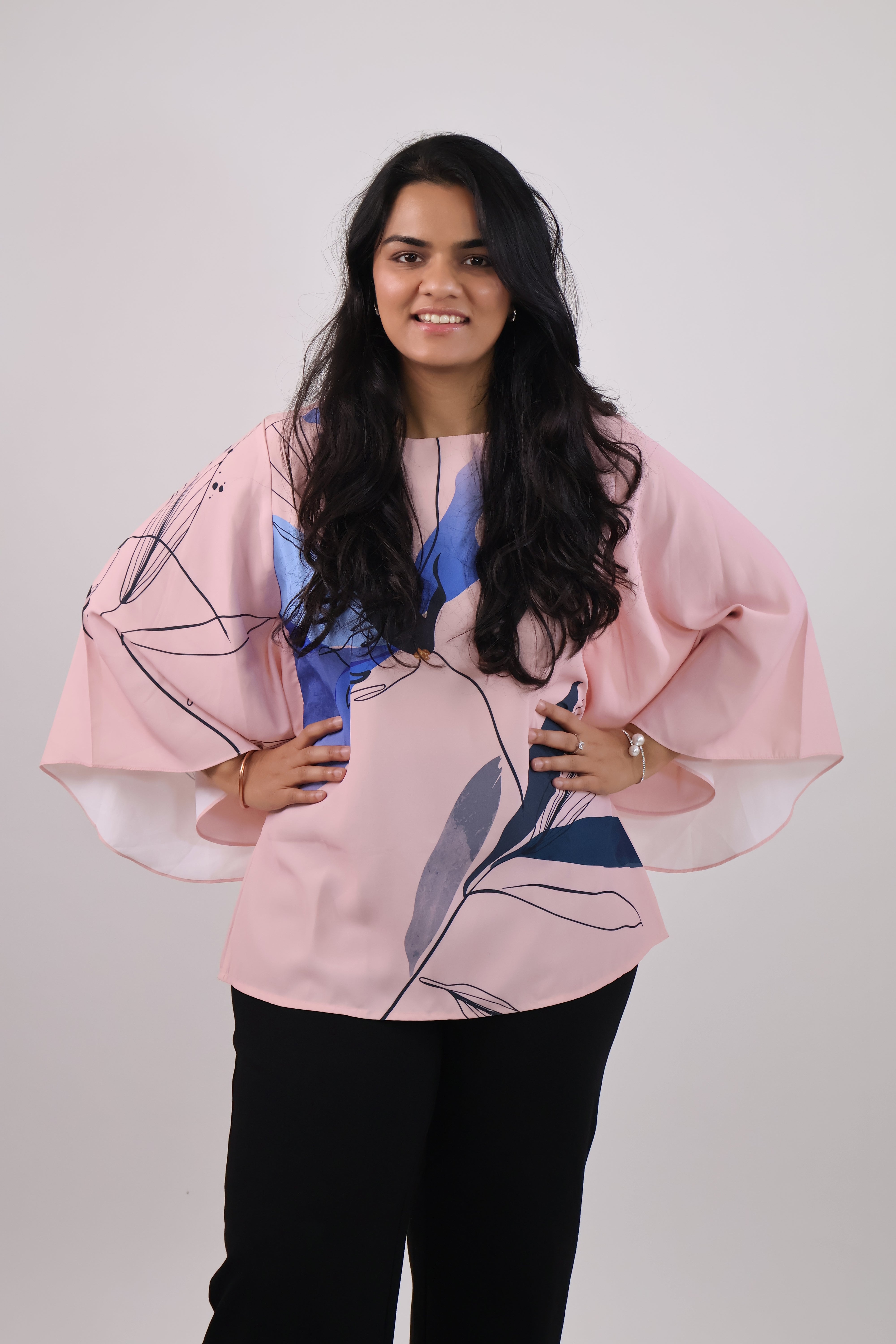 Soft-Peach Flowy Sleeve Top