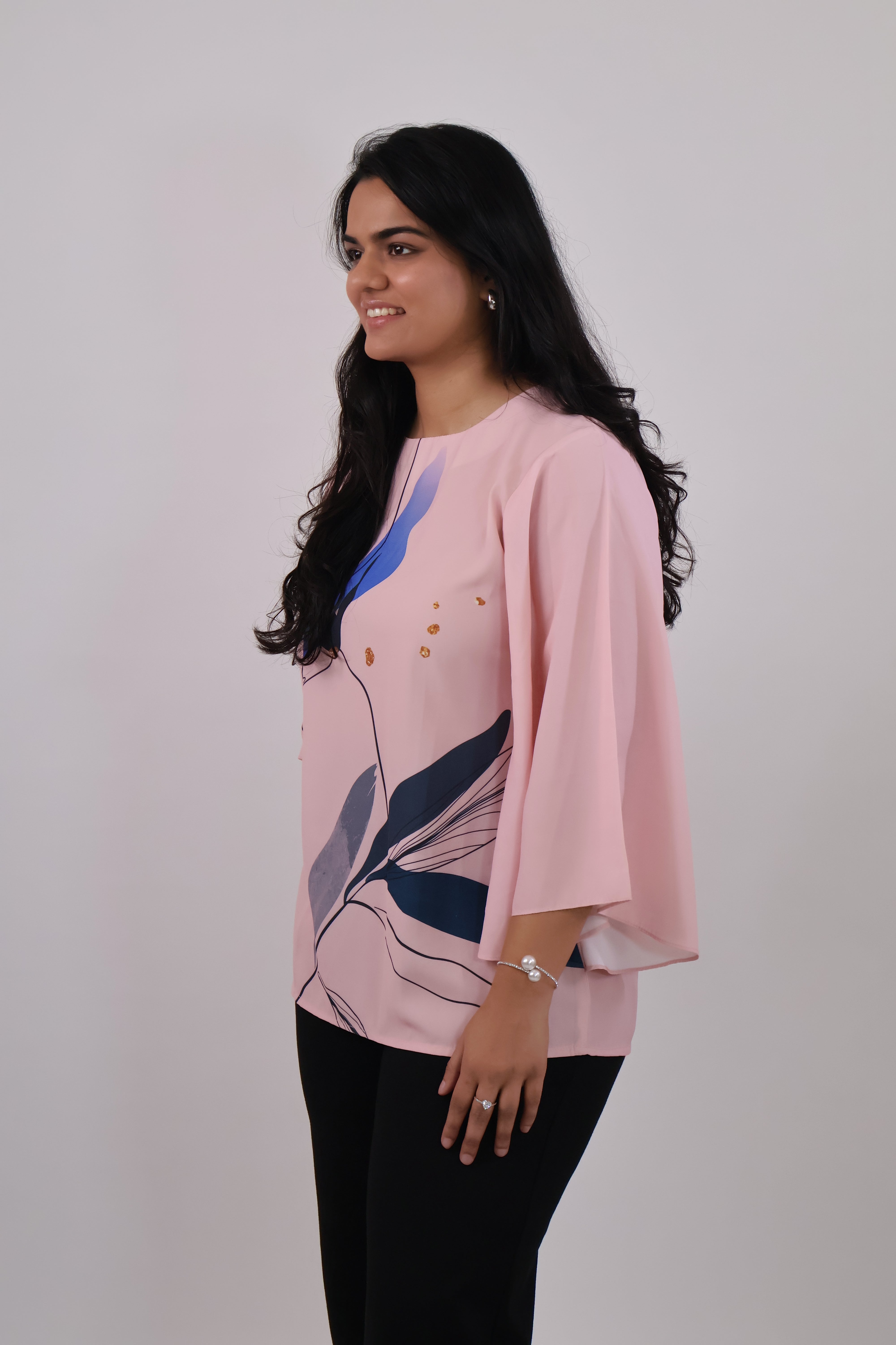 Soft-Peach Flowy Sleeve Top