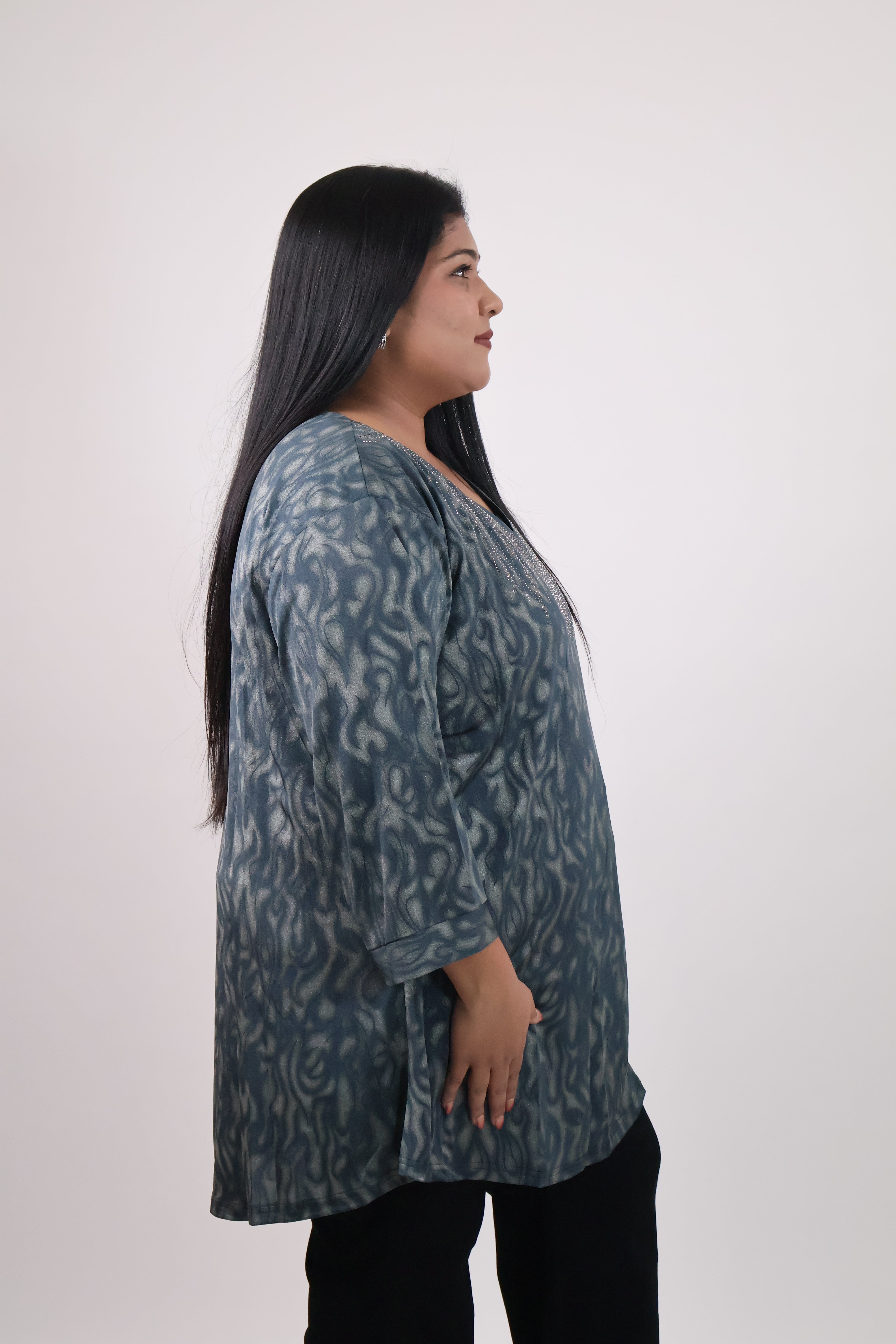 Flowform Embellished Neckline Tunic