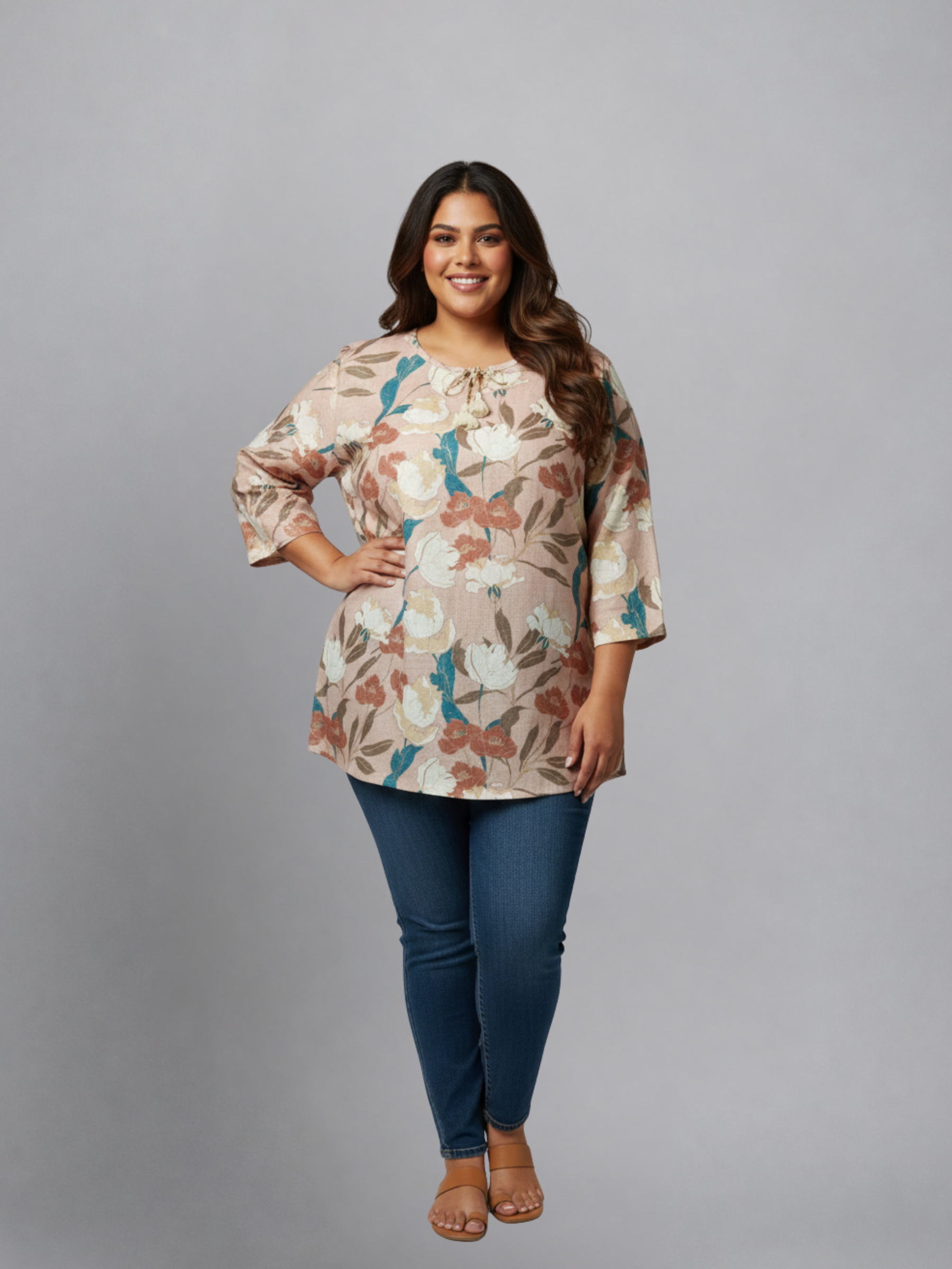 Breezy Floral Linen-Cotton Top