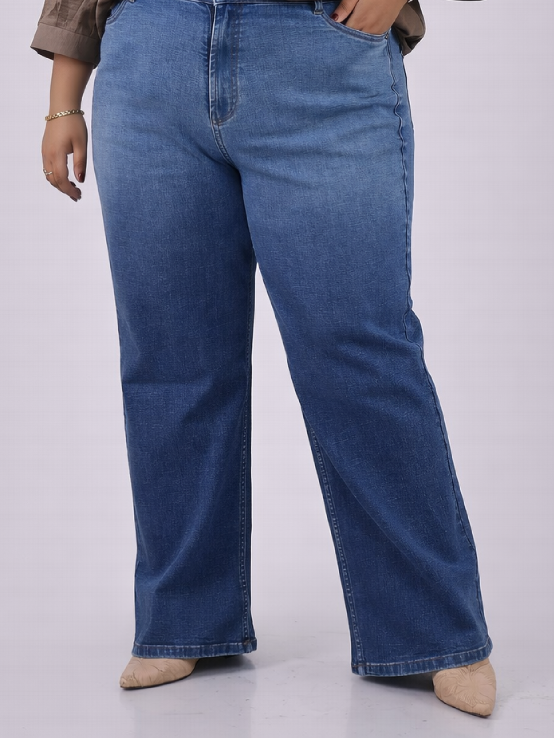 Everyday Comfort Bootcut Denim Jeans – Mid Blue (Plus Size)