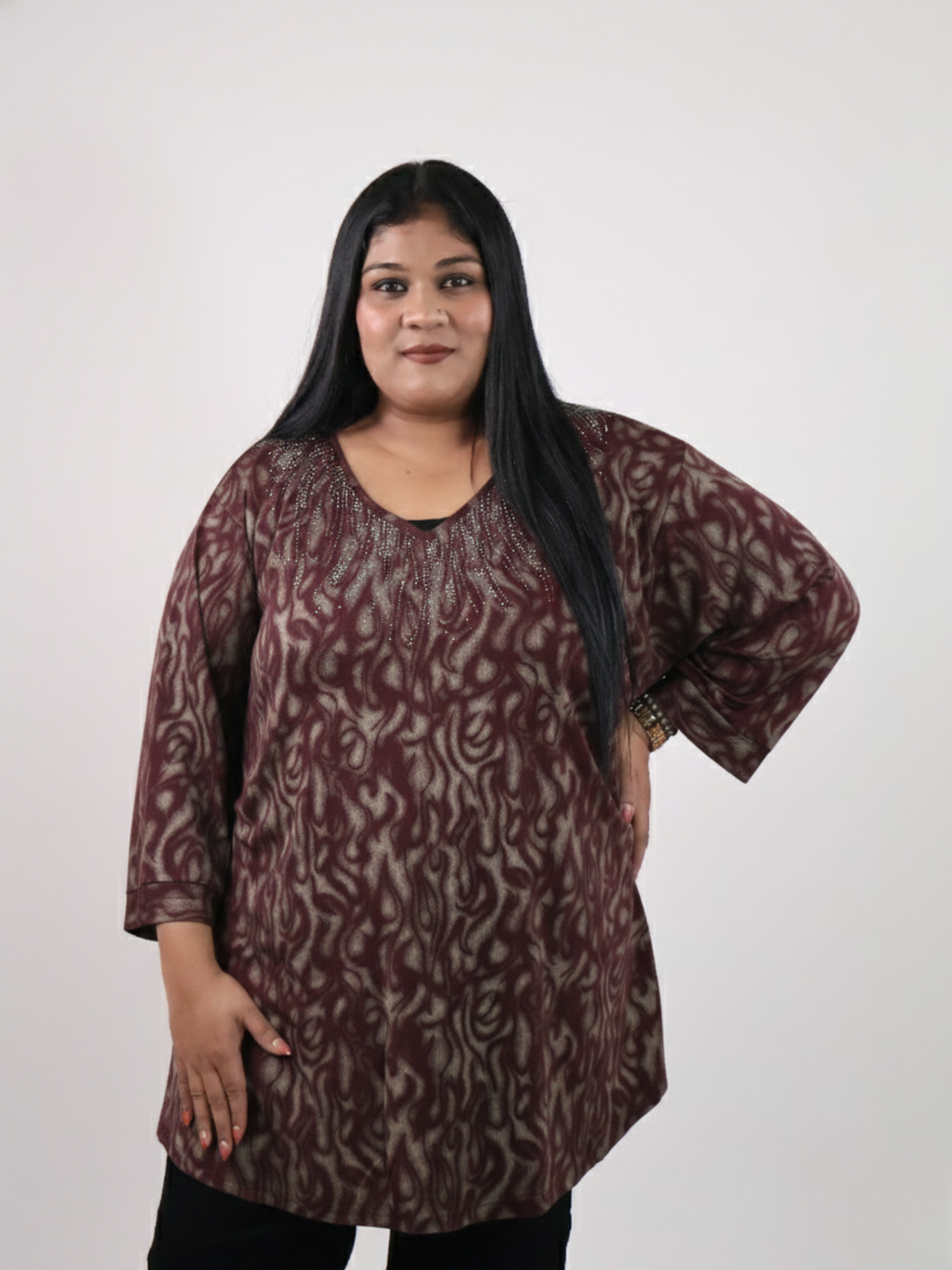 Flowform Embellished Neckline Tunic