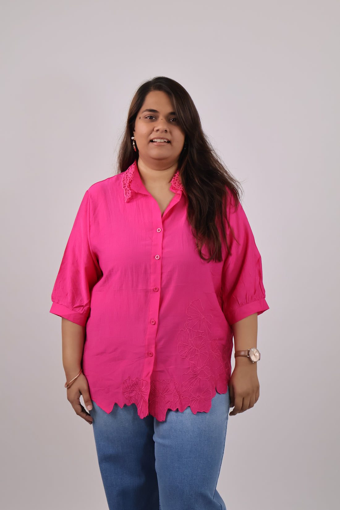 Petal Edge Button-Down Top