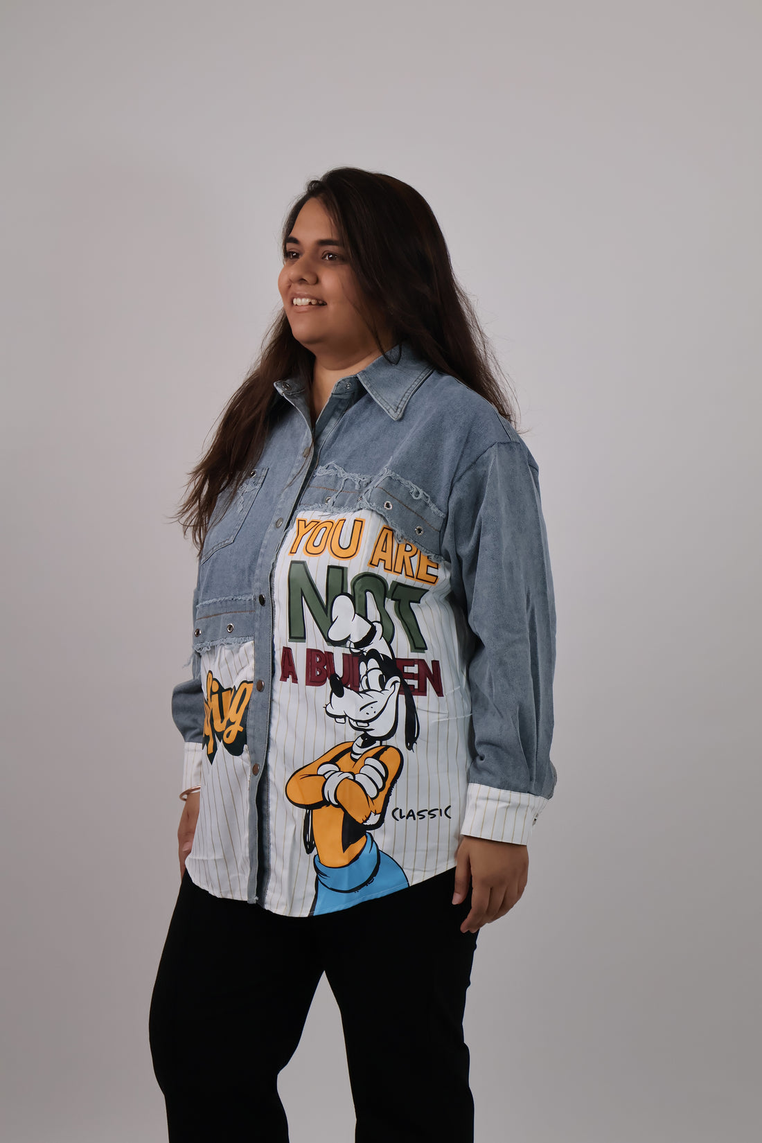 Playful Patchwork Denim Shirt