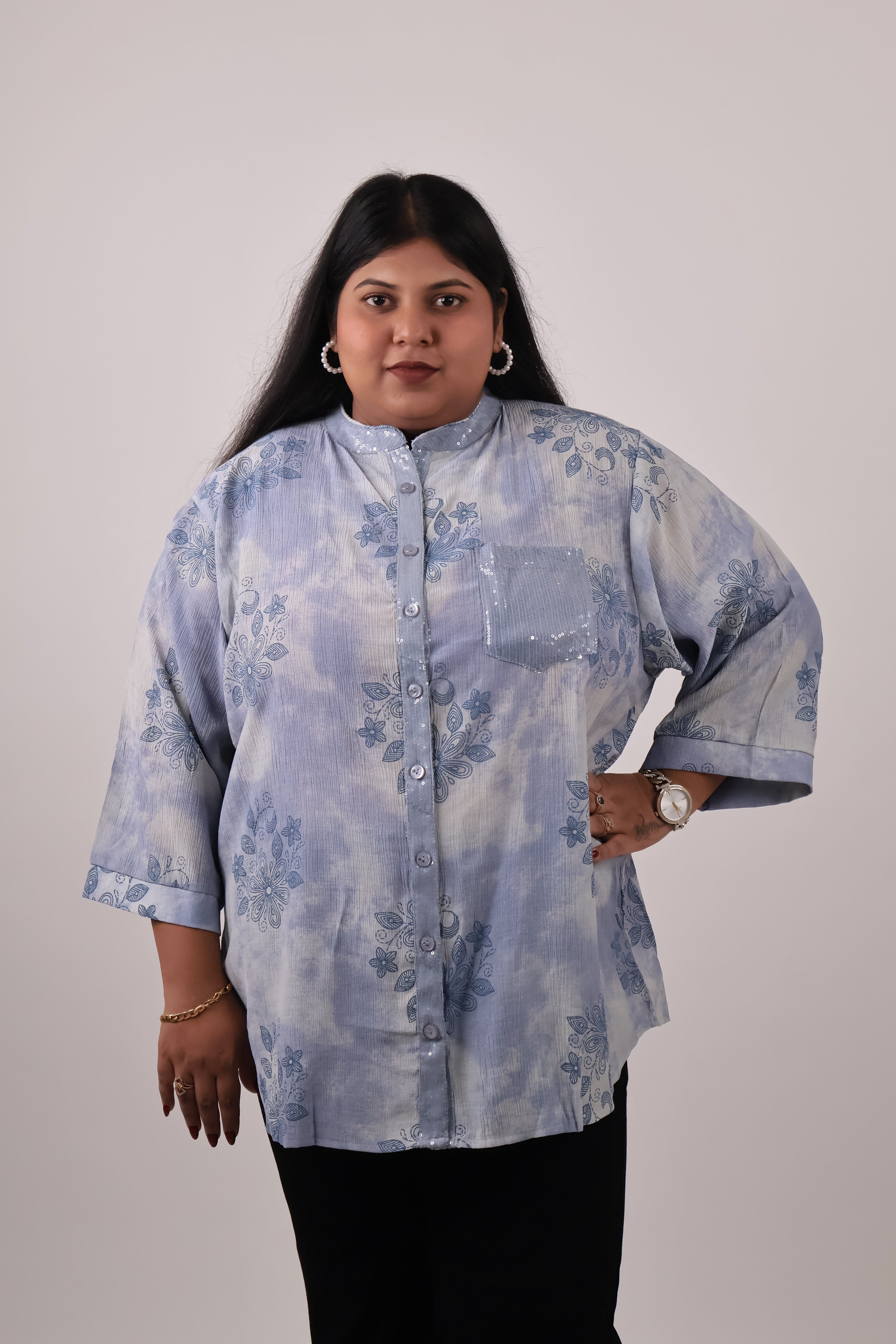 Indigo Whisper Floral Shirt