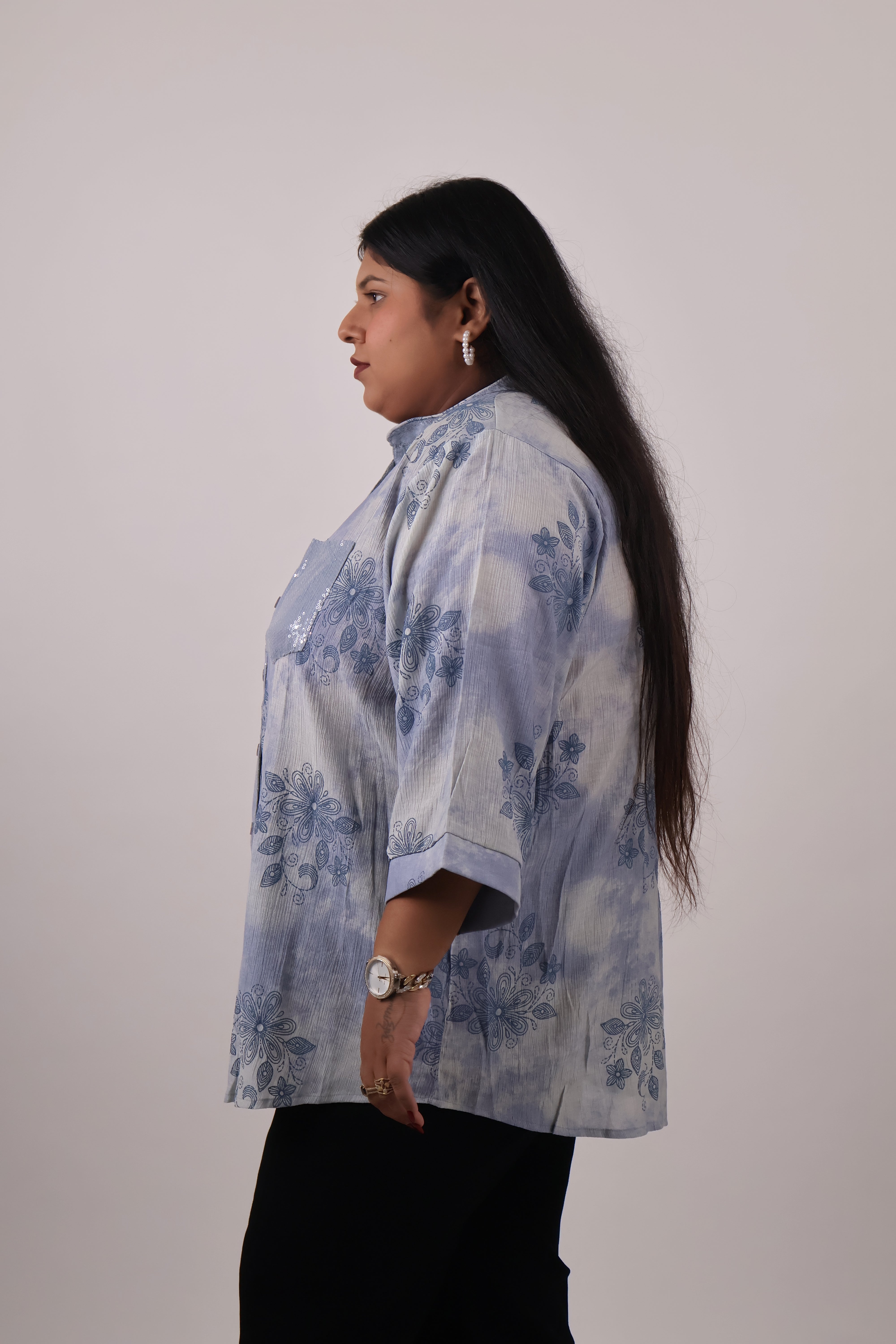 Indigo Whisper Floral Shirt