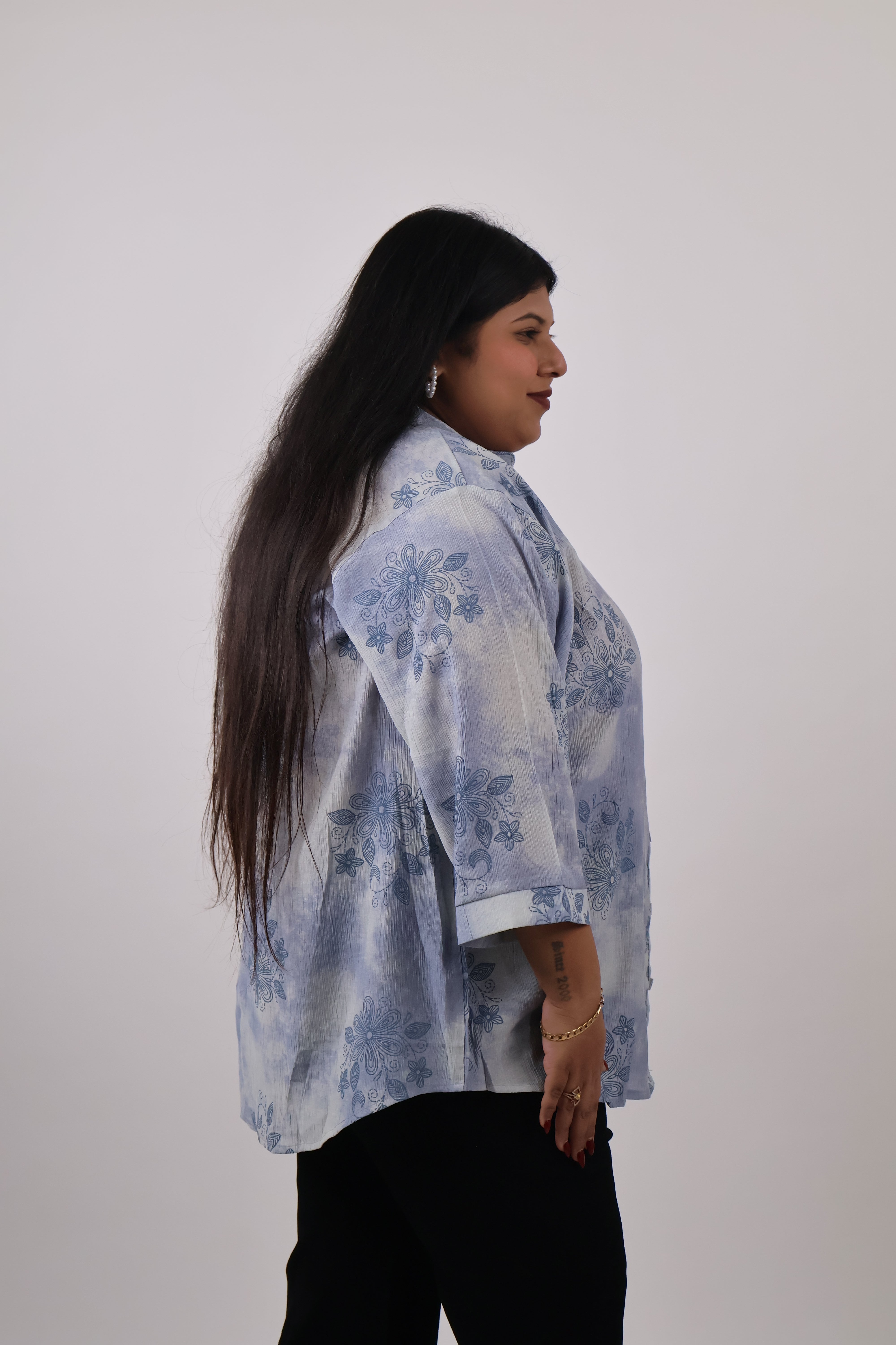 Indigo Whisper Floral Shirt