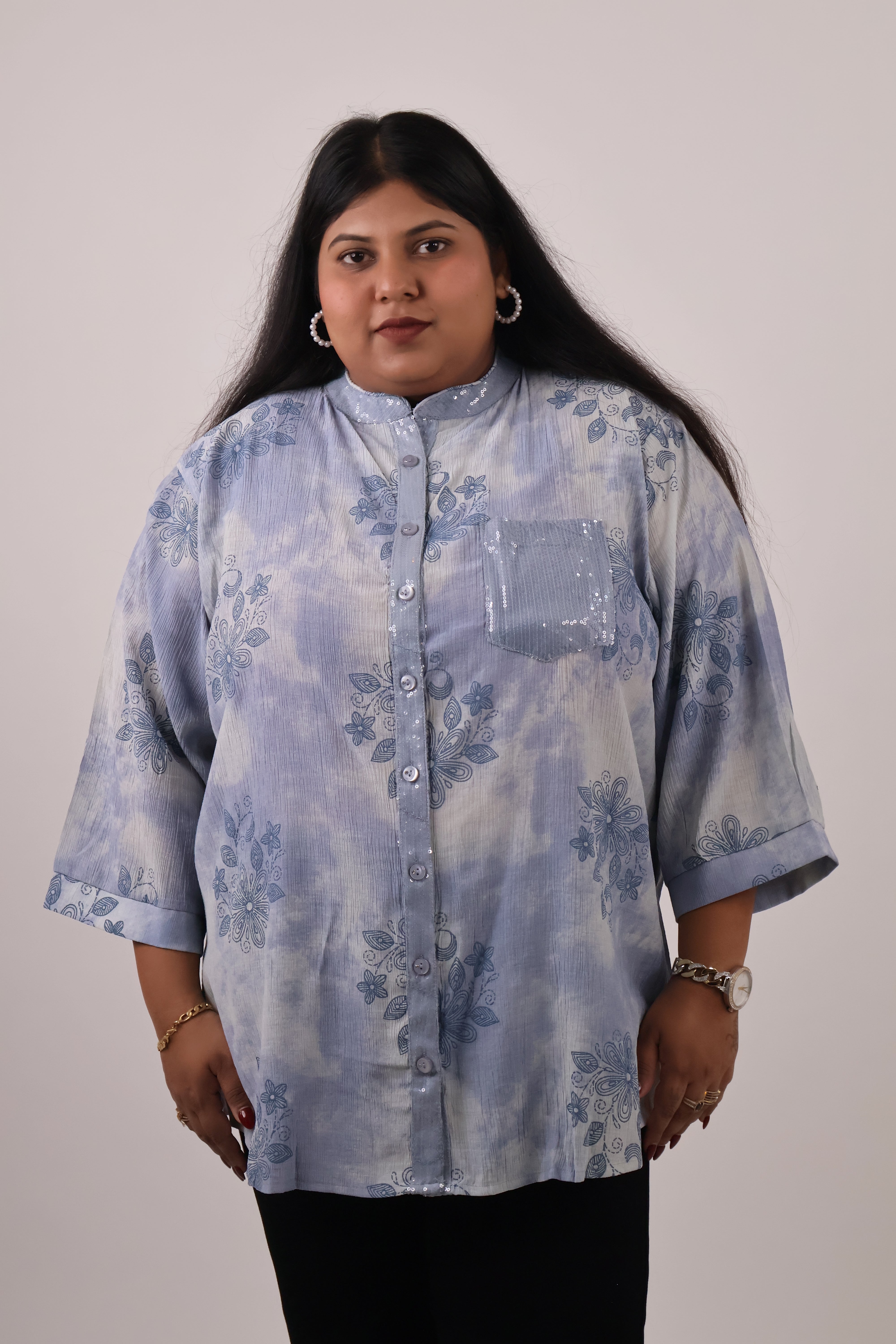 Indigo Whisper Floral Shirt